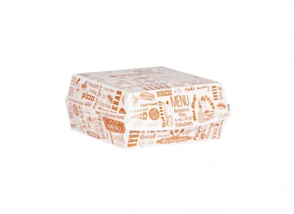 BOX hamburger 160x155x90 XXL fehér nyomattal 50 db - SUPREME HD2002