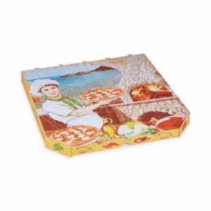 Hullámos pizzadoboz 33 x 33 x 3 cm [100 db] PD2004